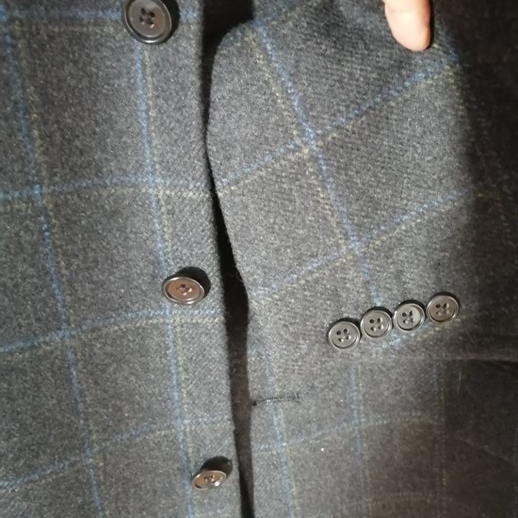 Charcoal gray windowpane tweed blazer XL - Picture 3 of 5